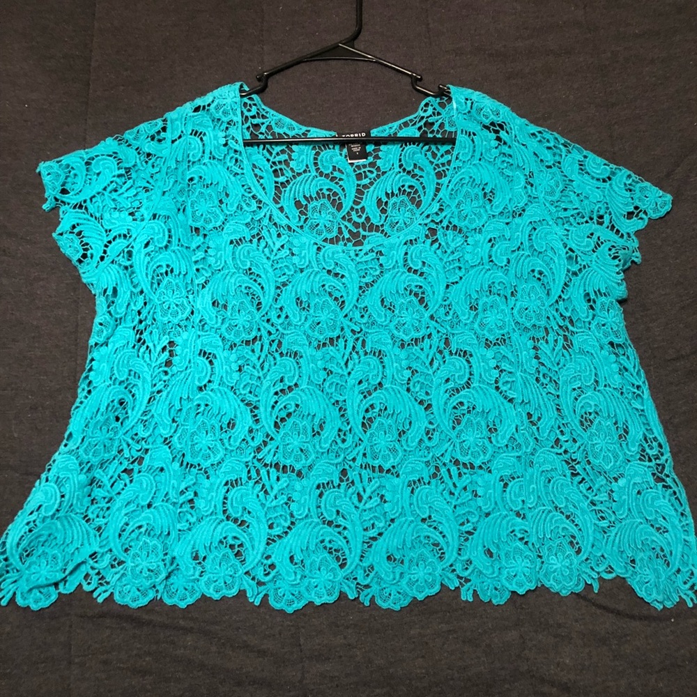 Teal Lace crop top, Torrid size 1